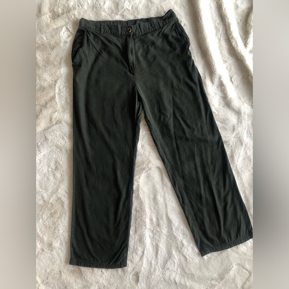 H&M LINEN-BLEND PANTS large size khaki color linen - Picture 3 of 14